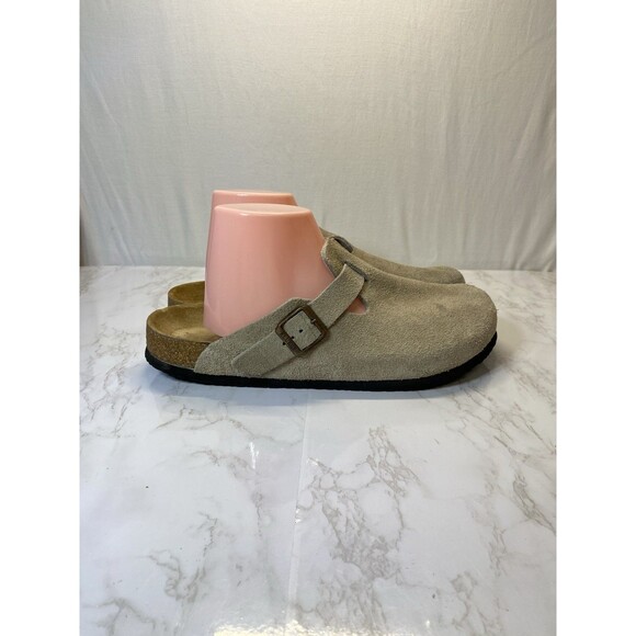 Unbranded Suede Mens Size 11 Ladies 13 Tan Boston Clogs Trendy - Picture 2 of 8